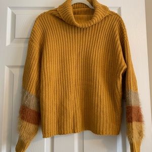 Roolee Mustard Yellow Chunky Sweater Size Small